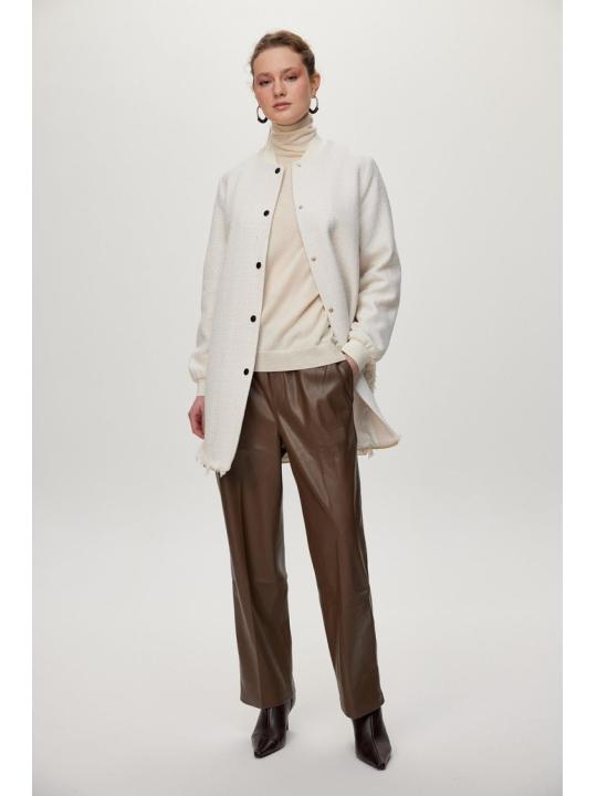 Veste écru à col rond à paillettes C-0193