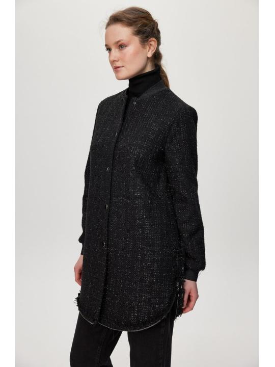 Veste écru à col rond à paillettes C-0193