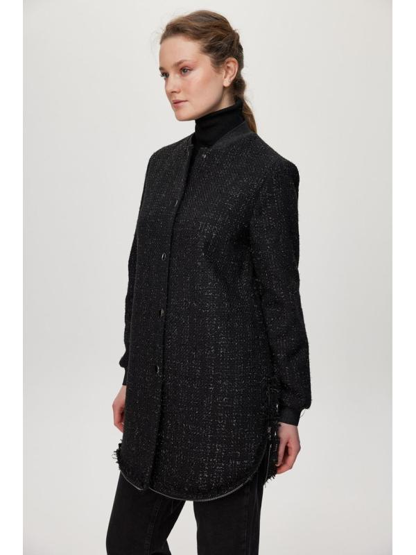 Veste écru à col rond à paillettes C-0193