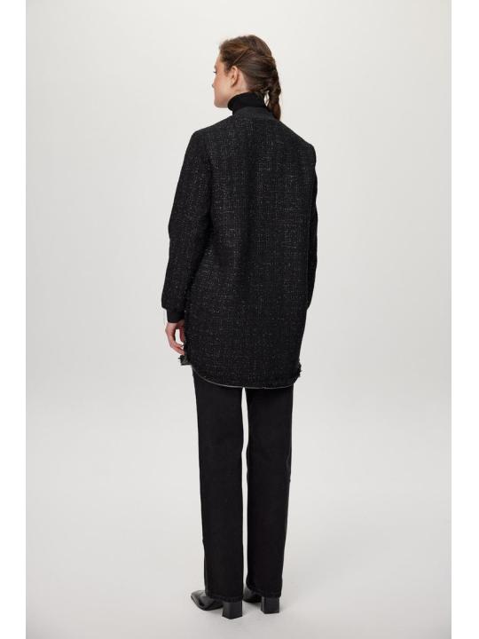 Veste écru à col rond à paillettes C-0193