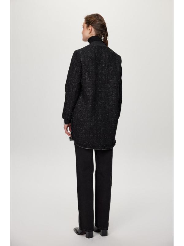 Veste écru à col rond à paillettes C-0193