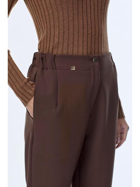 Pantalon cigarette à boutons de taille élastique P-0251