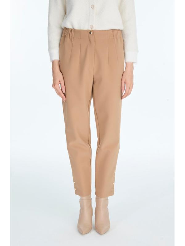 Pantalon cigarette à boutons de taille élastique P-0251