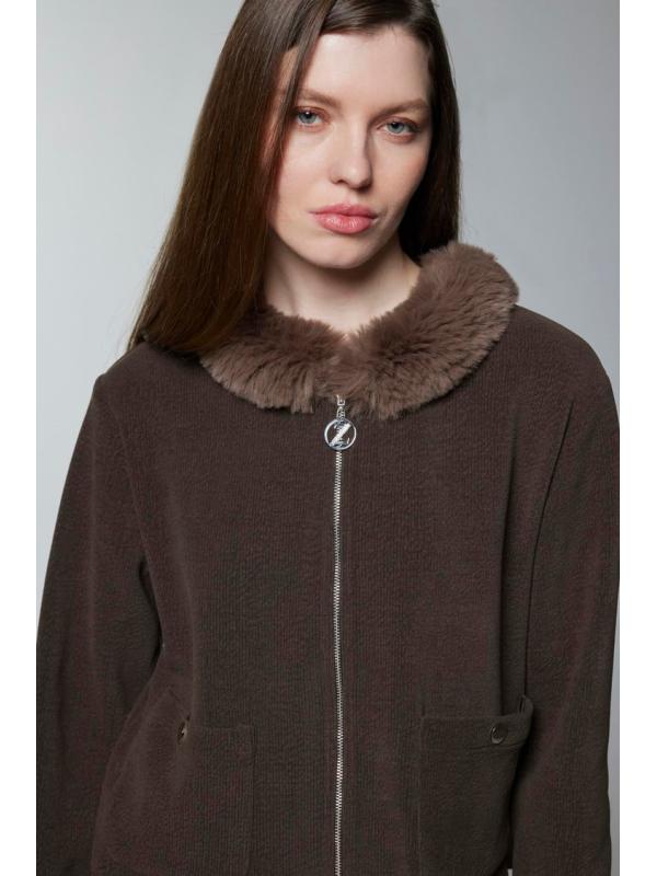 Jupe veste zippée col en fourrure Double costume TK-1730