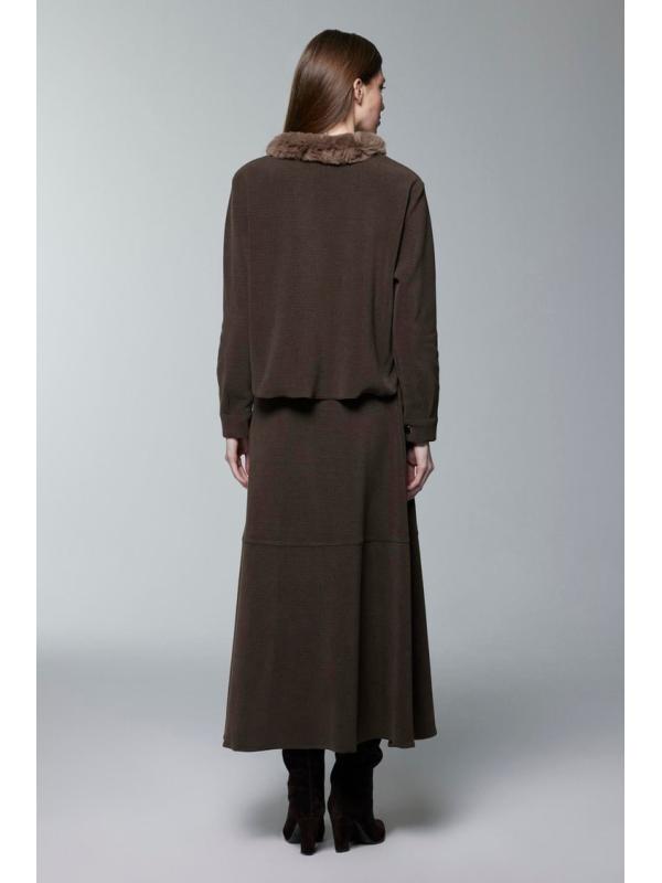 Jupe veste zippée col en fourrure Double costume TK-1730