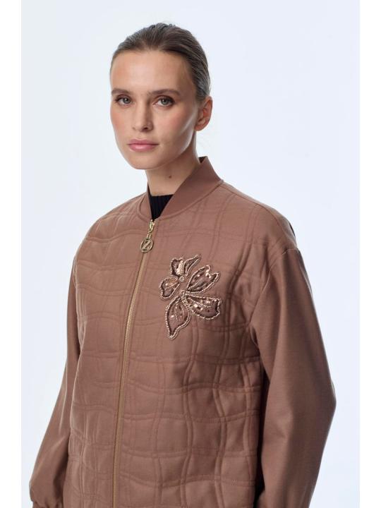Veste matelassée à motifs zippés vanille C-0150