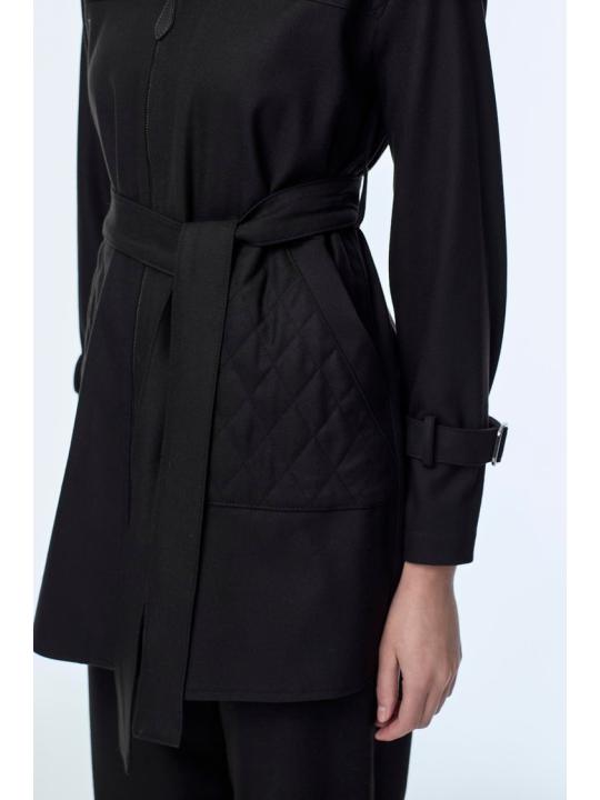 Enesmble avec Fermeture éclair et ceinture détaillée veste pantalon Double ensemble TK-1634