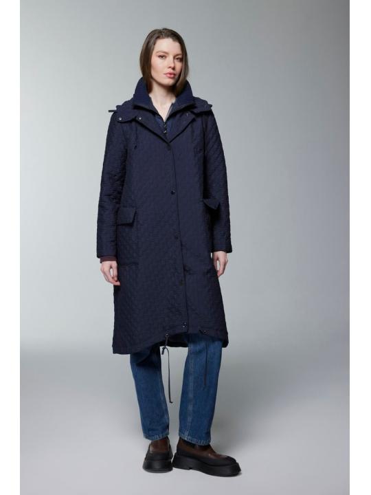 Manteau noir à capuche à motifs 13856