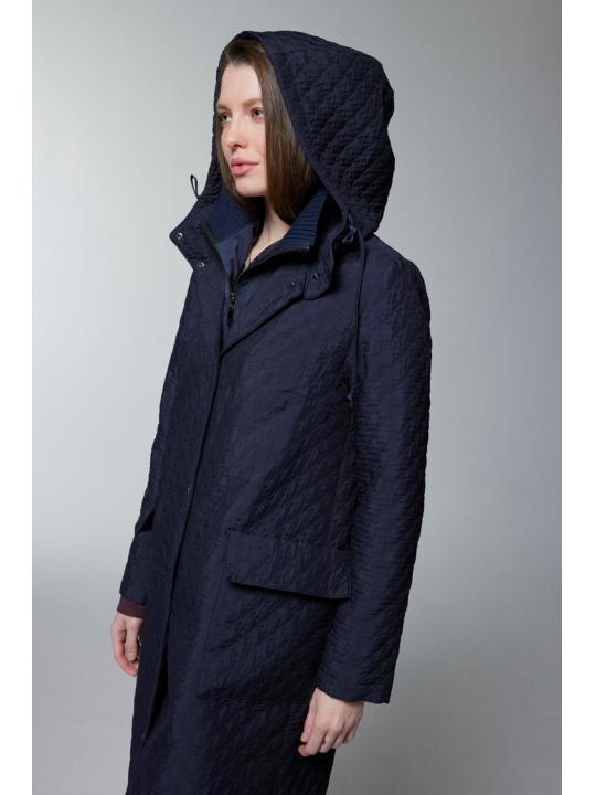 Manteau noir à capuche à motifs 13856