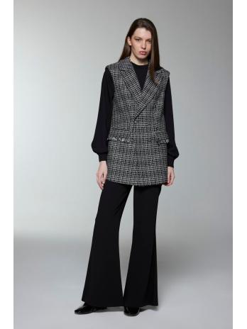 Ensemble trois pieces en tweed texturé écru boutonné TK-1387