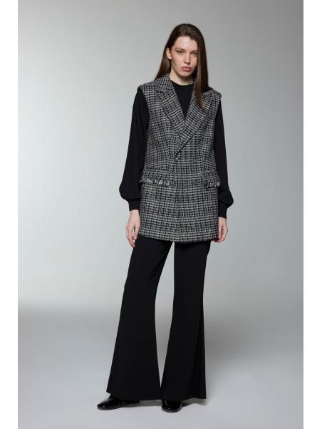 Ensemble trois pieces en tweed texturé écru boutonné TK-1387