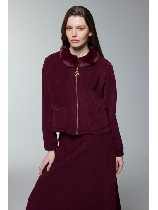 Jupe veste zippée col en fourrure Double costume TK-1730