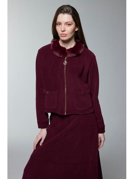 Jupe veste zippée col en fourrure Double costume TK-1730