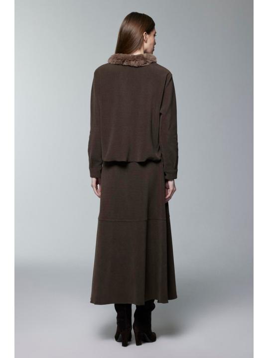 Jupe veste zippée col en fourrure Double costume TK-1730