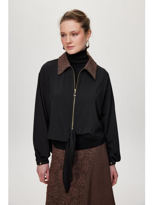 ensemble deux péices Cravate à motifs détaillée marron double  TK-1722