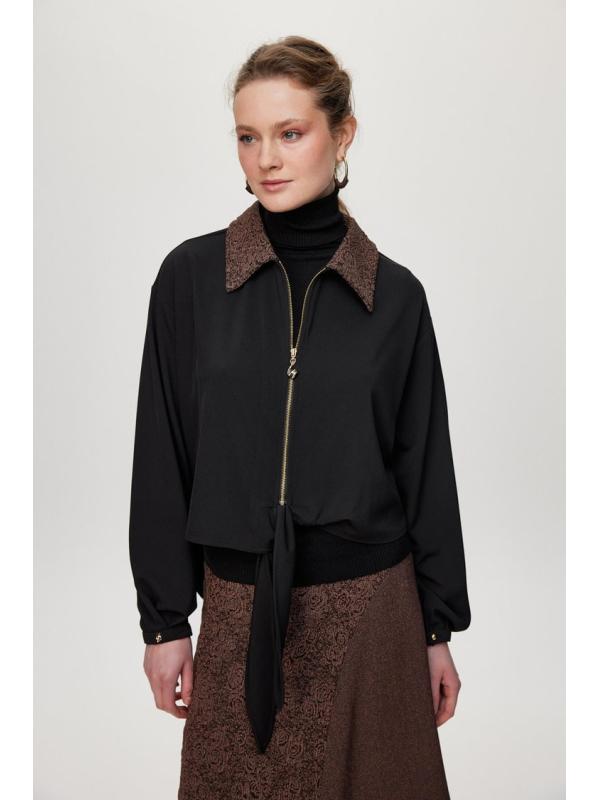 ensemble deux péices Cravate à motifs détaillée marron double  TK-1722