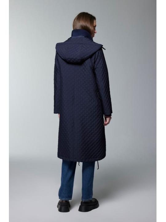 Manteau noir à capuche à motifs 13856