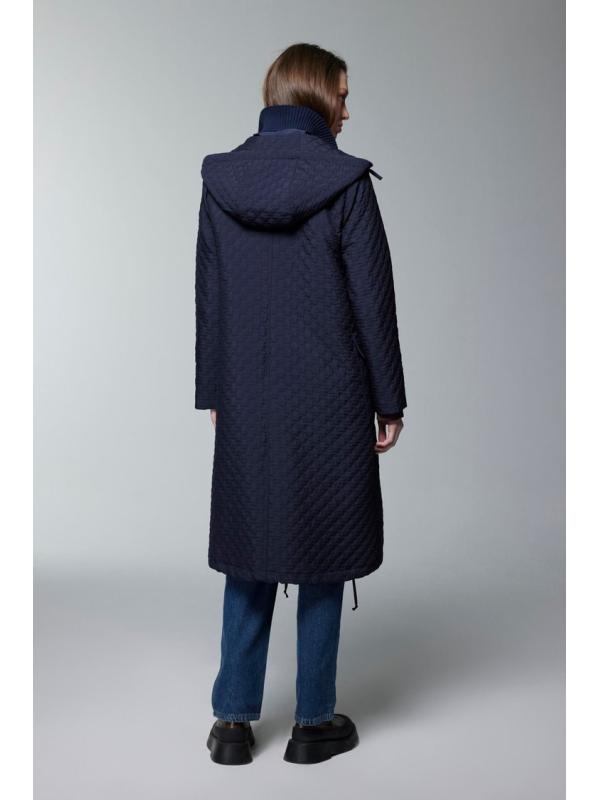 Manteau noir à capuche à motifs 13856