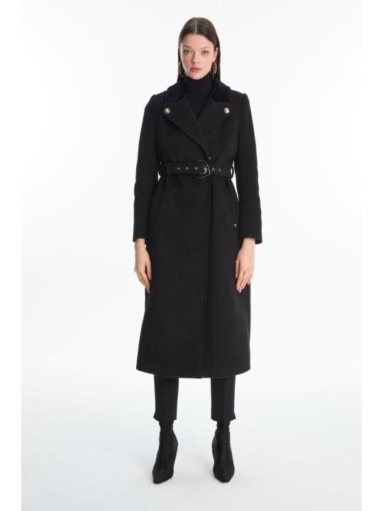 Manteau ceinture avec col détail 13866