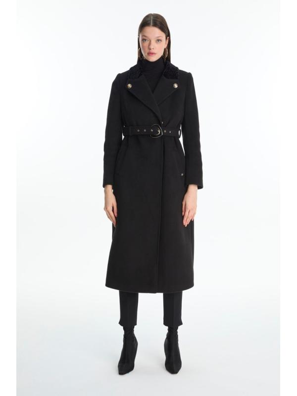 Manteau ceinture avec col détail 13866