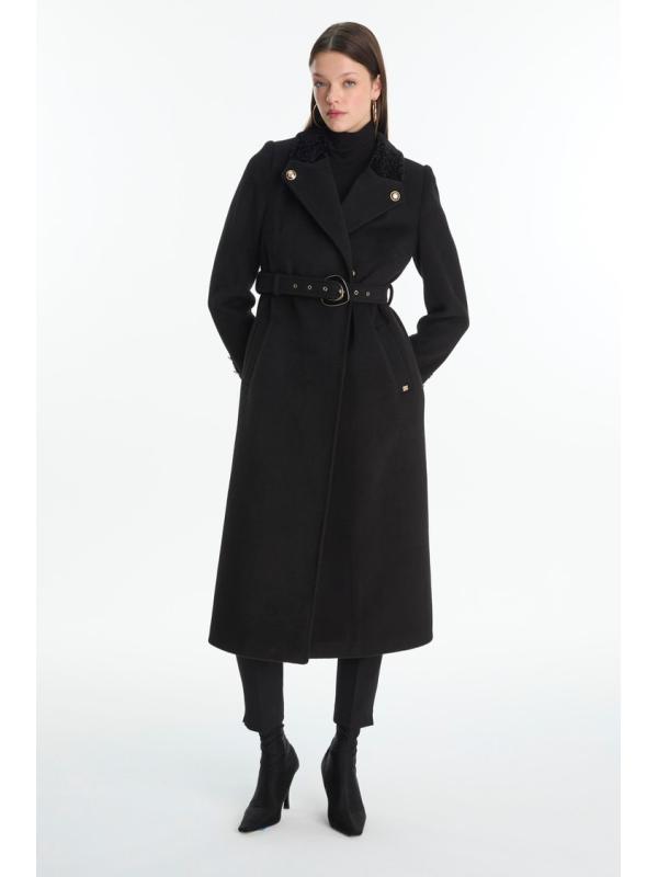 Manteau ceinture avec col détail 13866