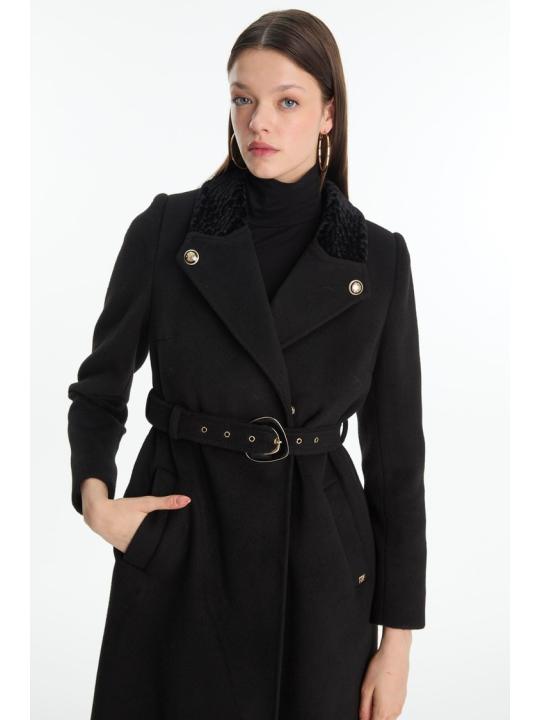 Manteau ceinture avec col détail 13866