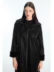 Manteau à fermeture éclair détaillée en fourrure noire 13899