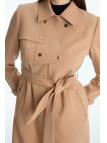 Trench-coat ceinturé avec boutons et fermeture éclair 13928