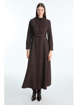 Pardessus à capuche et ceinturée 13955