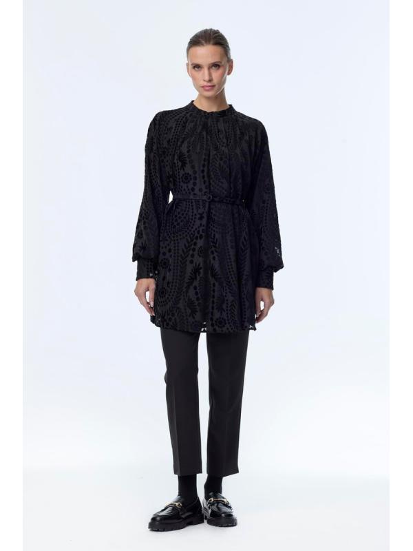 Chemisier à motifs à manches ballon B-0137