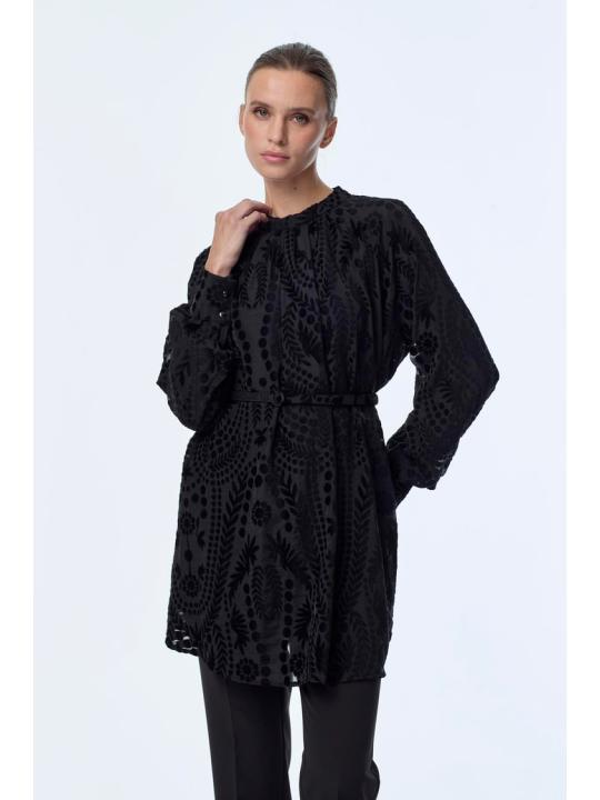 Chemisier à motifs à manches ballon B-0137