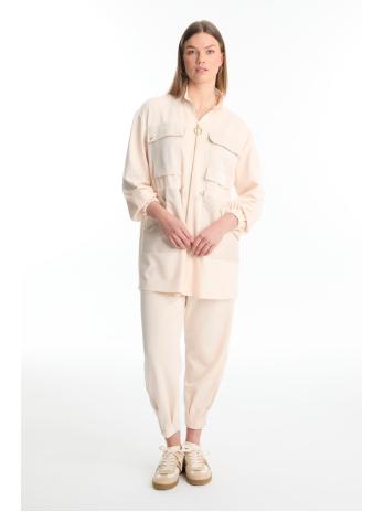 Ensemble deux pièces avec détails de garniture et poches TK-1498*