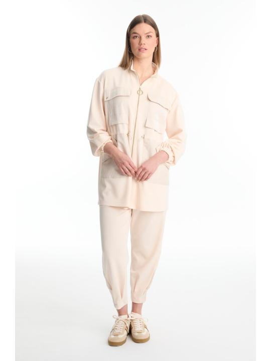 Ensemble deux pièces avec détails de garniture et poches TK-1498*