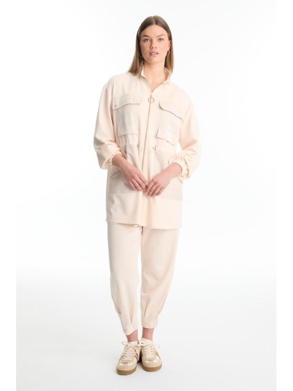 Ensemble deux pièces avec détails de garniture et poches TK-1498*