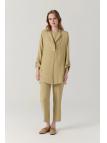 Ensemble beige minimaliste texturé à double boutonnage 1909
