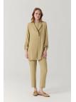 Ensemble beige minimaliste texturé à double boutonnage 1909