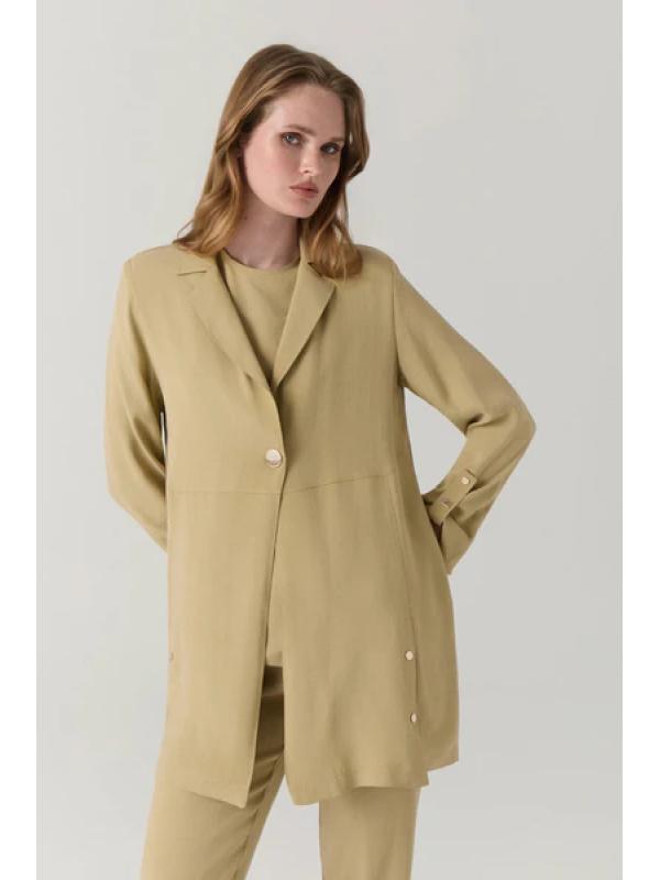 Ensemble beige minimaliste texturé à double boutonnage 1909