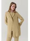 Ensemble beige minimaliste texturé à double boutonnage 1909