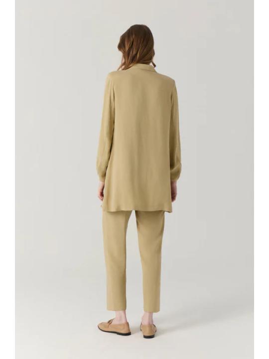 Ensemble beige minimaliste texturé à double boutonnage 1909